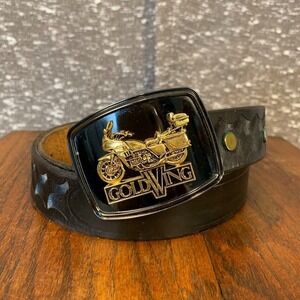 Vintage 1979 Raintree Honda Goldwing Motorcycle Belt Buckle Black Gold Promo